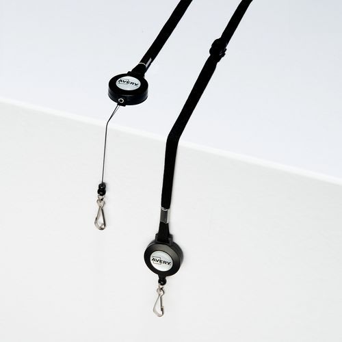 Laccetto da collo nero con avvolgitore - Avery,