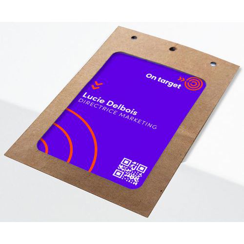 Porte-badge in cartone formato A6 con inserti stampabili,