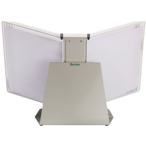 Leggio con buste antimicrobiche con perno girevole colore grigio,