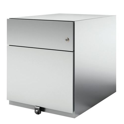 Cassettiera mobile in metallo alluminio a 2 cassetti,