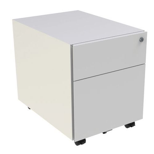 Cassettiera mobile in metallo con 2 cassetti - Finitura bianca,