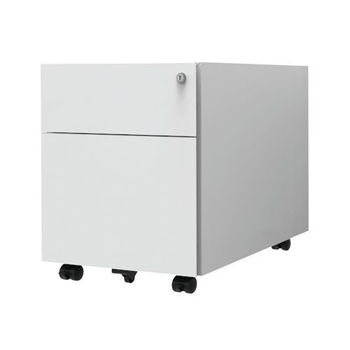Cassettiera mobile in metallo con 2 cassetti - Finitura alluminio,