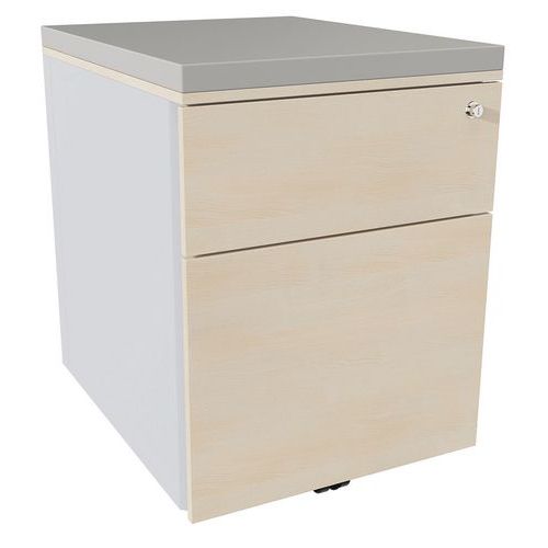 Cassettiera mobile 2 cassetti acc argento/rov natur/perla,