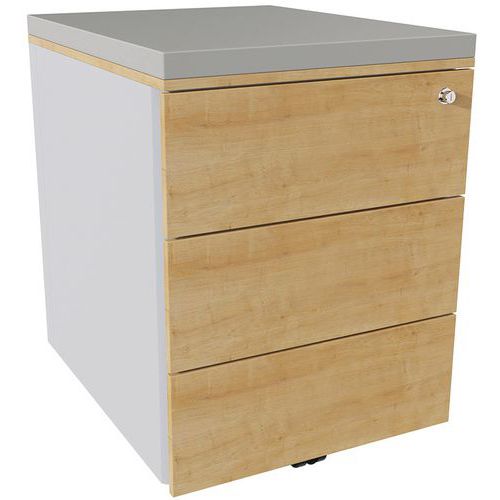 Cassettiera mobile 3 cassetti acc argento/rov ant/perla,