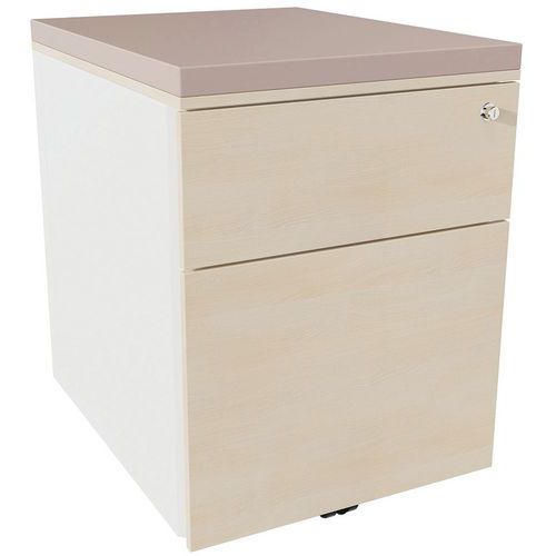 Cassettiera mobile 2 cass acc bianco/rov natur/grigio talpa,