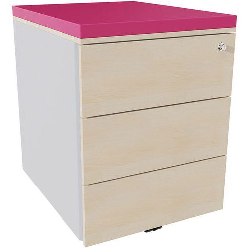 Cassettiera mobile 3 cass acc argento/rov natur/peonia,