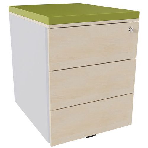 Cassettiera mobile 3 cassetti acc argento/rov natur/felce,