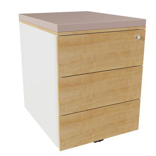 Cassettiera mobile 3 cass acc bianco/rov ant/grigio talpa,