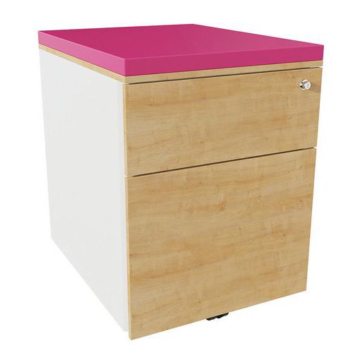 Cassettiera mobile 2 cassetti acc bianco/rov ant/peonia,