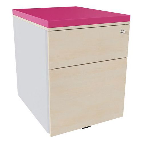 Cassettiera mobile 2 cass acc argento/rov natur/peonia,