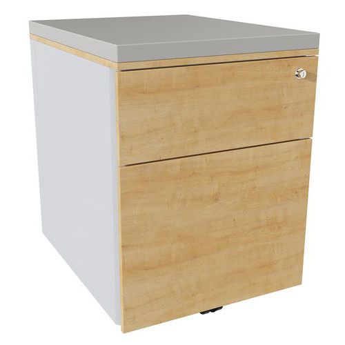 Cassettiera mobile 2 cassetti acc argento/rov ant/perla,