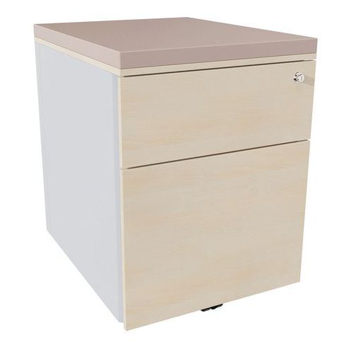 Cassettiera mobile 2 cass acc argento/rov natur/grigio talpa,