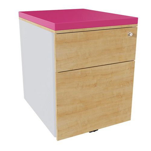 Cassettiera mobile 2 cassetti acc argento/rovere ant/peonia,