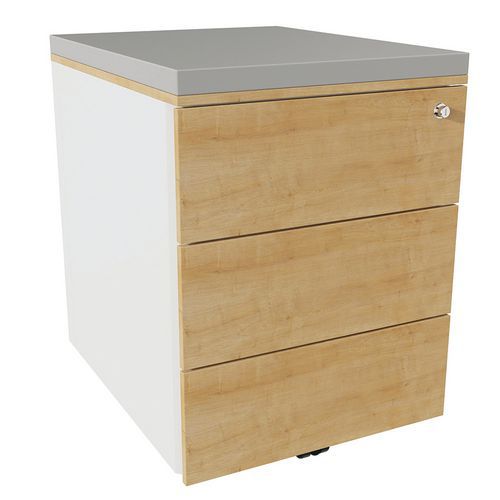 Cassettiera mobile 3 cassetti acc bianco/rovere ant/perla,