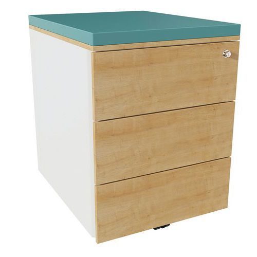 Cassettiera mobile 3 cassetti acc bianco/rovere ant/laguna,