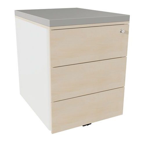 Cassettiera mobile 3 cassetti acc bianco/rov natur/perla,