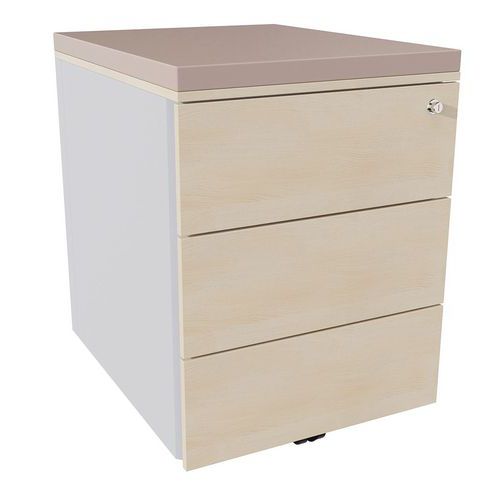 Cassettiera mobile 3 cass acc argento/rov natur/grigio talpa,