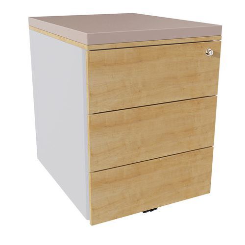 Cassettiera mobile 3 cass acc argento/rov ant/grigio talpa,