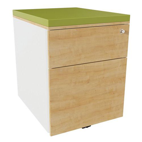 Cassettiera mobile 2 cassetti acc bianco/rovere ant/felce,