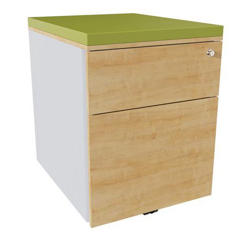 Cassettiera mobile 2 cassetti acciaio argento/rov ant/felce,