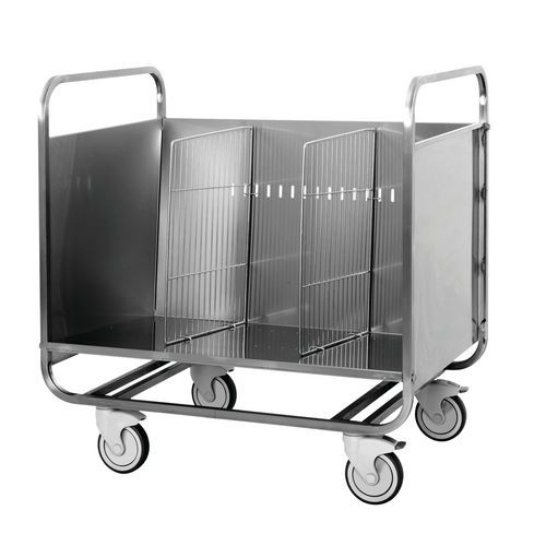 Carrello portapiatti/vassoi impil 200 piatti 2 griglie,