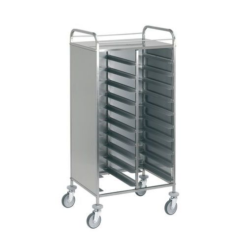 Carrello portavassoi pannellato inox, portata 20 vassoi GN,