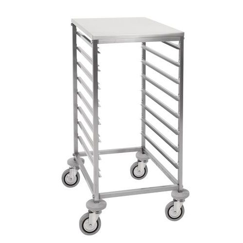 Portateglie 8xGN 1/1, guide a C, piano superiore inox,