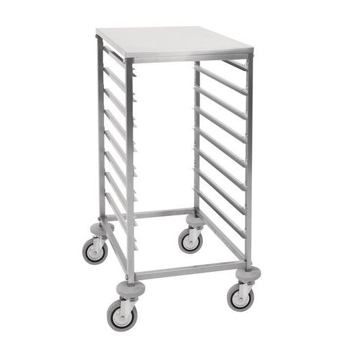 Portateglie 8xGN 2/1, guide a C, piano superiore inox,