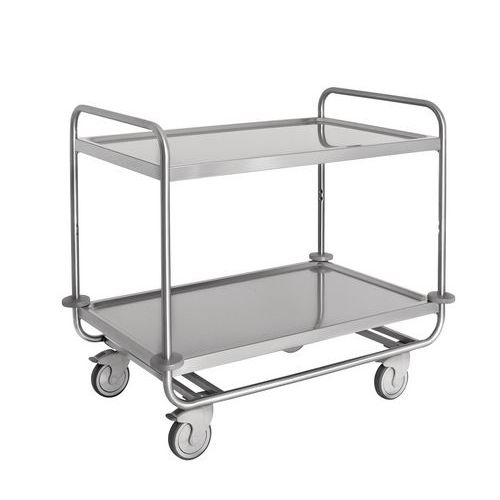 Carrello inox portata 200 kg, 2 piani stampati cm 80x50,