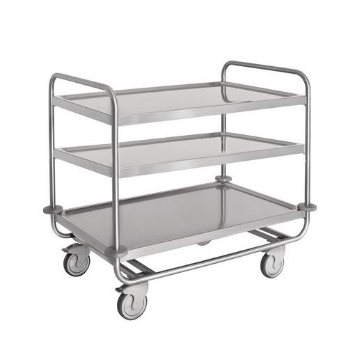 Carrello inox portata 200 kg, 3 piani stampati cm 80x50,