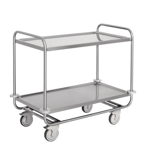 Carrello inox portata 200 kg, 2 piani stampati cm 100x50,