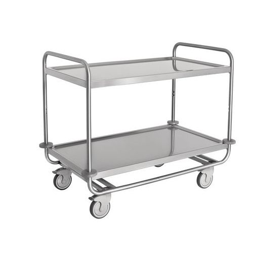 Carrello inox portata 200 kg, 2 piani stampati cm 100x60,