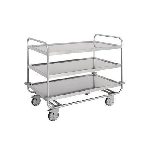 Carrello inox portata 200 kg, 3 piani stampati cm 100x60,