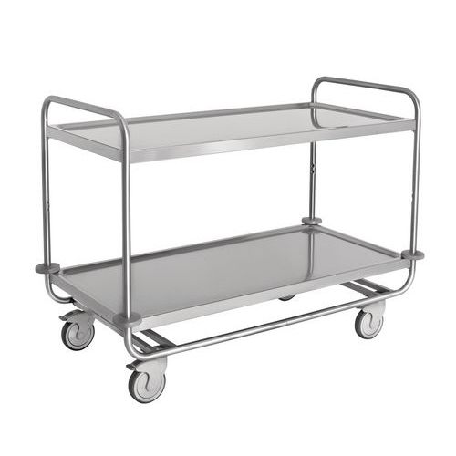 Carrello inox portata 200 kg, 2 piani stampati cm 120x60,