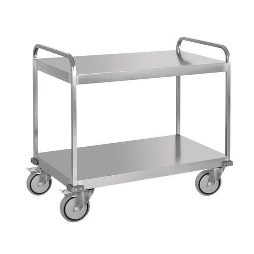 Carrello inox portata 500kg, 2 piani lisci, cm 100x58, 500kg,