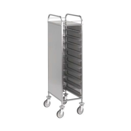 Carrello portavassoi pannellato inox, portata 10 vassoi GN,