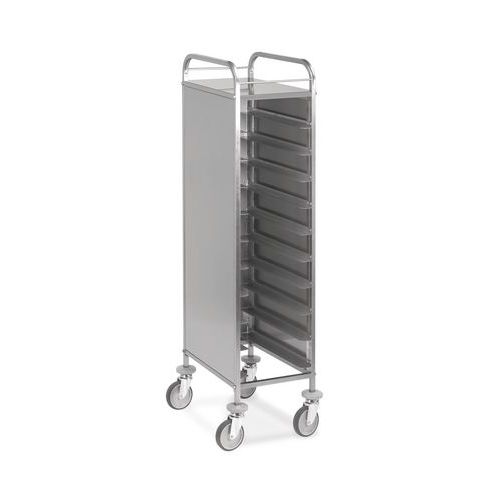Carrello portavassoi pannellato inox, portata 10 vassoi EN,