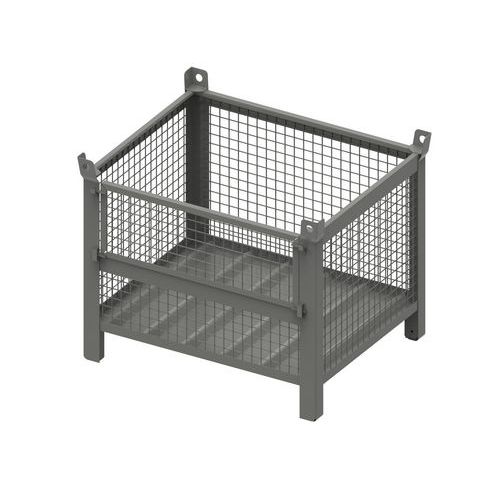 CONTENITORE IN RETE CON PORTA 1000X800X650+130+65 RAL7000,