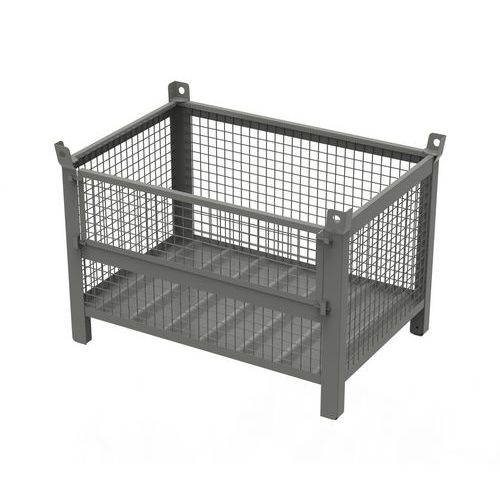 CONTENITORE IN RETE CON PORTA 1200X800X650+130+65 RAL7000,