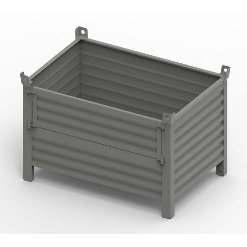 CONTENITORE MET CON PORTA 1200x800x650+130+65 RAL7000,