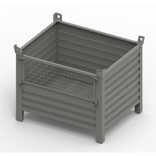 CONTENITORE MET CON PORTA RETE 1000x800x650+130+65 RAL7000,