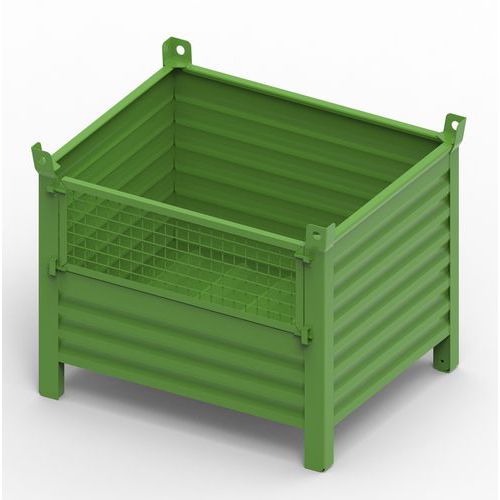 CONTENITORE MET CON PORTA RETE 1000x800x650+130+65 RAL6018,