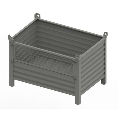 CONTENITORE MET CON PORTA RETE 1200x800x650+130+65 RAL7000,