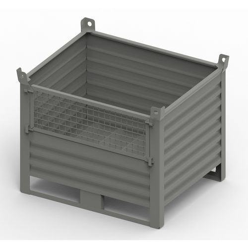 CONTENITORE METALLO CON PORTA 1000x800x650 +130+65 RAL7000,