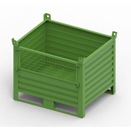 CONTENITORE METALLO CON PORTA 1000x800x650 +130+65 RAL6018,