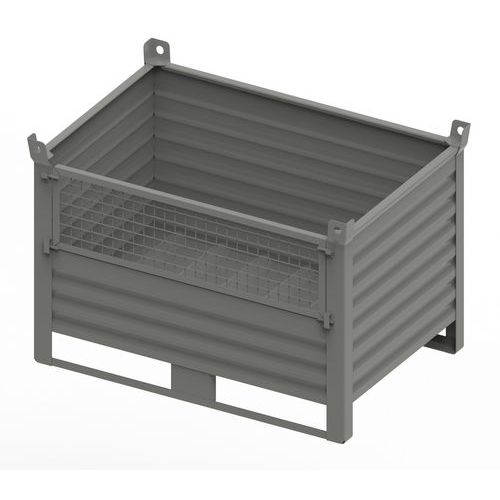 CONTENITORE METALLO CON PORTA 1200x800x650 +130+65 RAL7000,