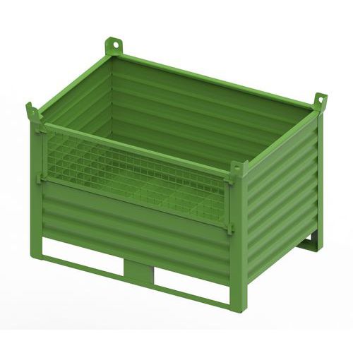 CONTENITORE METALLO CON PORTA 1200x800x650 +130+65 RAL6018,