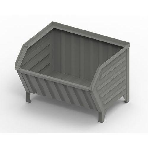 Contenitore metallico a bocca di lupo - su piedi RAL 7000,