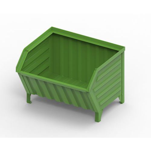 Contenitore metallico a bocca di lupo - su piedi RAL 6018,