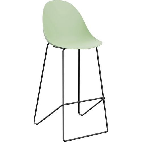 Sgabello alto Void gambe nere seduta verde,